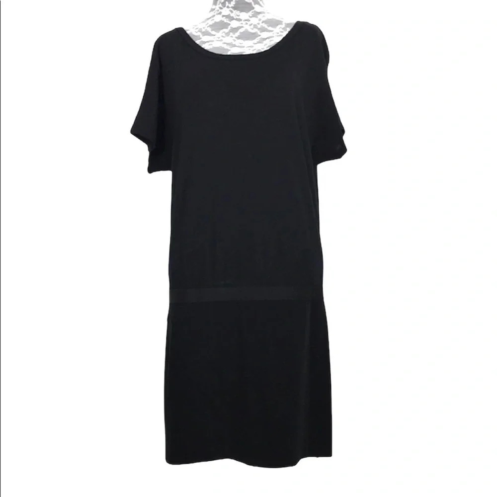 Theory Black Dress Short Sleeve Dropped‎ Waist